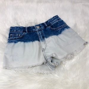 H&M Coachella Acid Wash Dip Dye Frayed Shorts